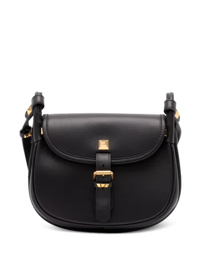 Valentino Garavani Buckle-strap Leather Shoulder Bag In Black