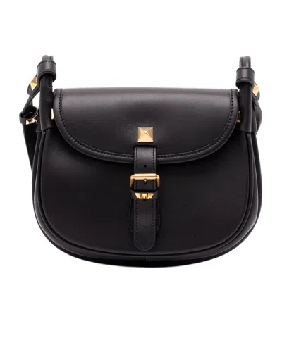 Valentino Garavani Flaneuse Rockstud Medium Leather Crossbody Bag In Black
