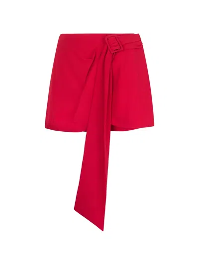 Valentino Buckle Tie Shorts In Red