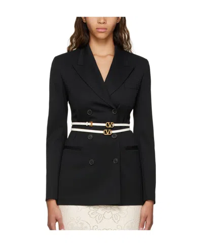 Valentino Garavani Buckled Leather Belt In Black