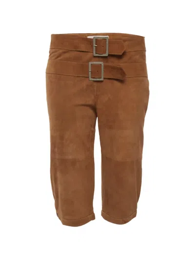 Pre-owned Valentino Buckle-detail Shorts In Brown