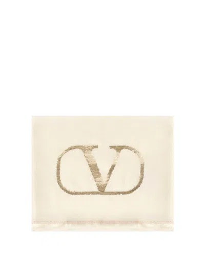 Valentino Vlogo Signature Cashmere And Silk Shawl In Beige