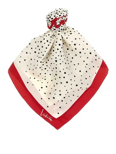 Valentino Garavani Polka Dot Silk Scarf In Purple