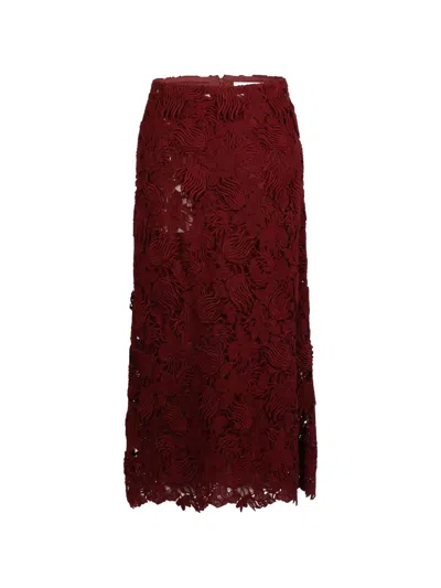 Valentino Lace A-line Skirt In Red