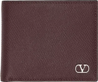 Valentino Garavani Burgundy Vlogo Signature Wallet