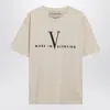 Valentino Garavani Cotton T-shirt With Made In Print Clothing In Neutral