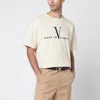 Valentino Garavani  Cotton T-shirt With Made In  Print In Sand