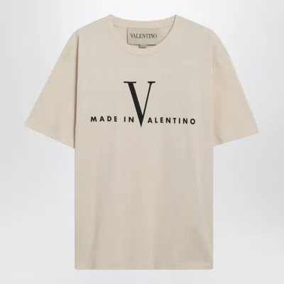 Valentino Garavani Regular-fit Crewneck T-shirt With Chest Logo Print In Nude