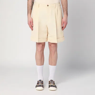 Valentino Butter-coloured Bermuda Shorts With Turn-ups In Beige