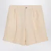 Valentino Butter-coloured Bermuda Shorts With Turn-ups In Cream