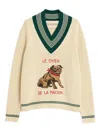 Valentino Butter-coloured Sweater With Le Chien De La Maison Embroidery In Neutral