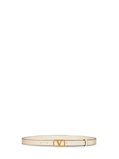 Valentino Garavani Butter Shiny Calfskin Leather Vlogo Signature Belt In Sand