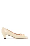 Valentino Butter White Crocodile Effect Leather Pumps With Medium Heel In White