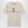 Valentino Garavani  Cotton T-shirt With Made In  Print In Brown