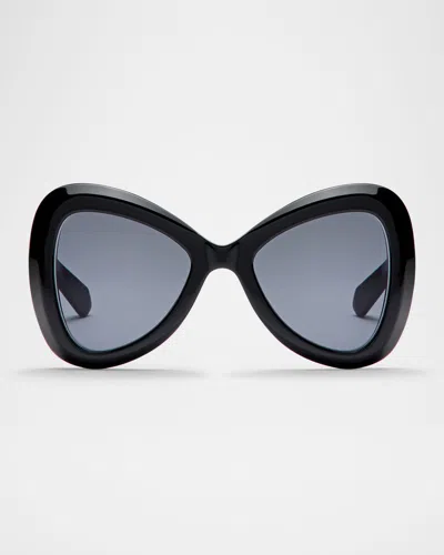 Valentino Butterfly Acetate Sunglasses In Blkgld
