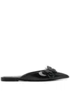 Valentino Garavani Women Flat Mules In Leather In Schwarz