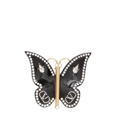 Valentino Garavani Butterfly Brooch In Black