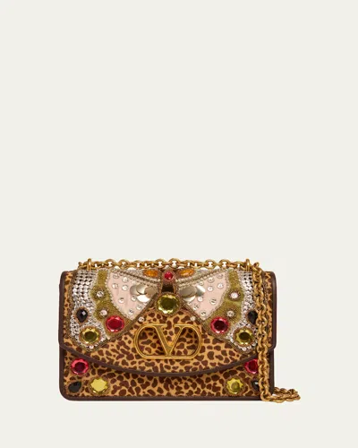 Valentino Garavani Devain Embellished Genuine Calf Hair Shoulder Bag In Multi