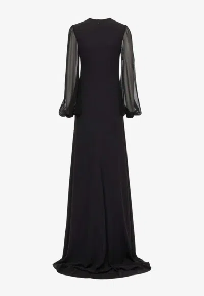 Valentino Butterfly-embellished Maxi Dress In Black