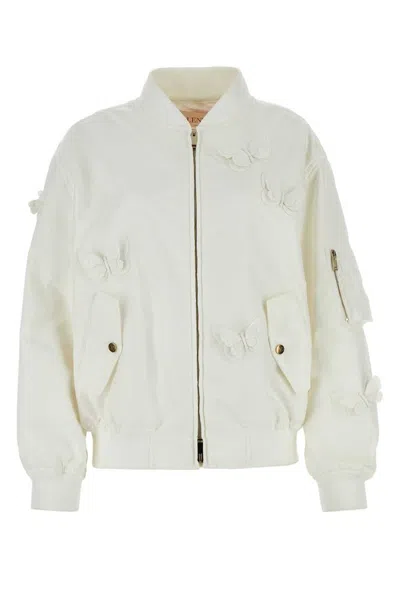 Valentino Butterfly Embellished Zip In White