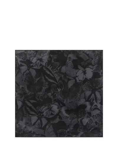 Valentino Garavani Butterfly-print Pocket Square In Black