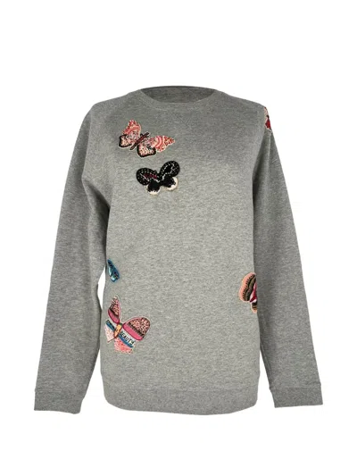 Pre-owned Valentino Butterfly-embroidered Sweater In Grey