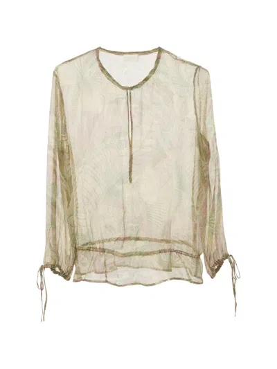 Pre-owned Valentino Butterfly-print Chiffon Blouse In Neutrals