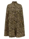 Valentino Garavani Cape In Animalier Cloth In Brown