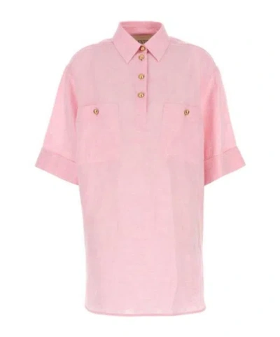 VALENTINO SHORT-SLEEVES LINEN BLOUSE
