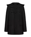 Valentino Embroidered Caban In Compact Coat In Black