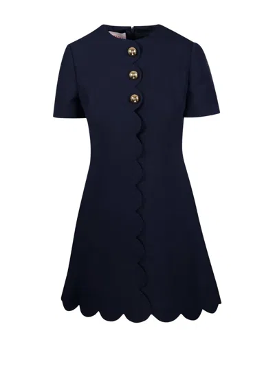 Valentino Button Detailed Mini Dress In Navy