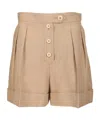 Valentino Tailored Shorts Linen Blend Pleated Design In Brown