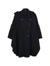 Valentino Button Double-breasted Coat In Blue