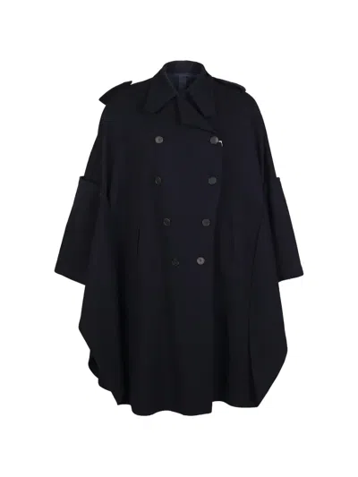 Valentino Button Double-breasted Coat In Blue