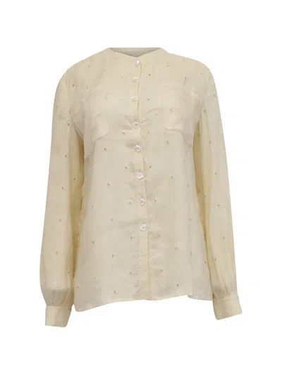Pre-owned Valentino Button-down Eyelet Shirt In Neutral