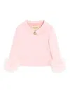 Valentino Jacket Collar Detail Cropped Length Faux Fur Cuffs In Pink