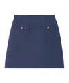 Valentino Button-embellished Wool And Silk-blend Mini Skirt In Blue