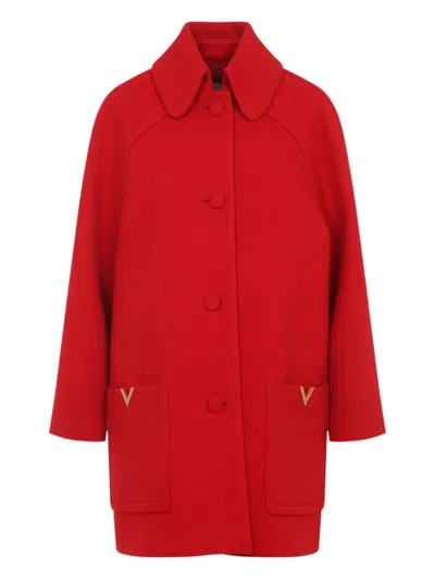 VALENTINO BUTTON-FASTENING WOOL COAT