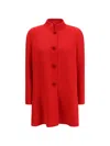 Valentino Single-breasted Compact Drap Coat In Red
