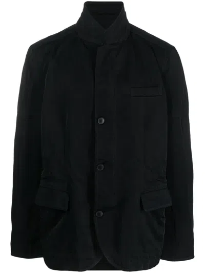 Valentino Button-up Cotton Shirt Jacket In Black