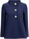 Valentino Slim Indigo Silk Jacket With Golden Buttons In Blue