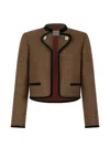Valentino Buttoned Checked Jacket In Brown