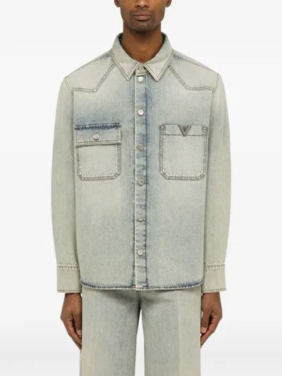 Valentino Buttoned Denim Shirt In Blue