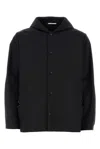 Valentino Hooded Overshirt In Tech Fabric In Navy