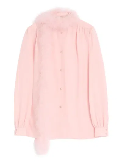 Valentino Buttoned Silk Shirt In Pink