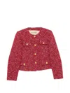 Valentino Buttoned Tweed Jacket In Red