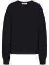 Valentino Buttoned Wool Jumper In Black