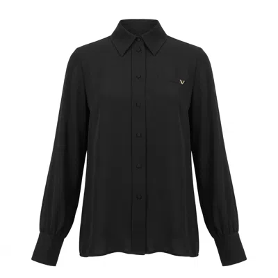 Valentino Button-front Cotton Shirt In Black