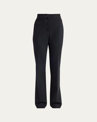 Valentino Button-front Straight-leg Trousers In Black