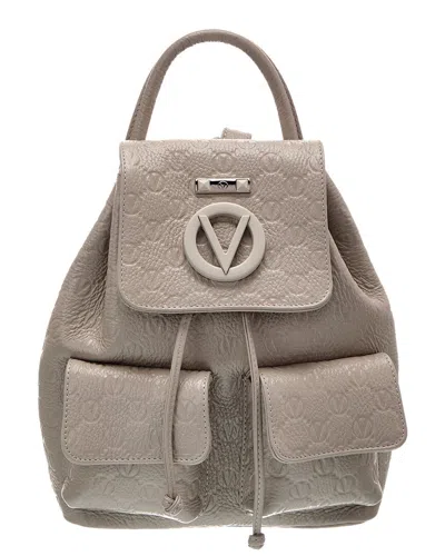 Valentino By Mario Valentino Abraham Dollaro Monogram Leather Backpack In Grey